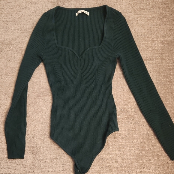 Abercrombie & Fitch Forest Green Ribbed Bodysuit - Picture 1 of 4